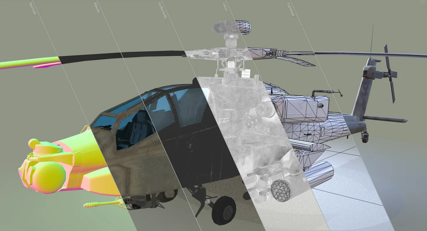 AH-64D Apache Longbow Helicopter - Low Poly