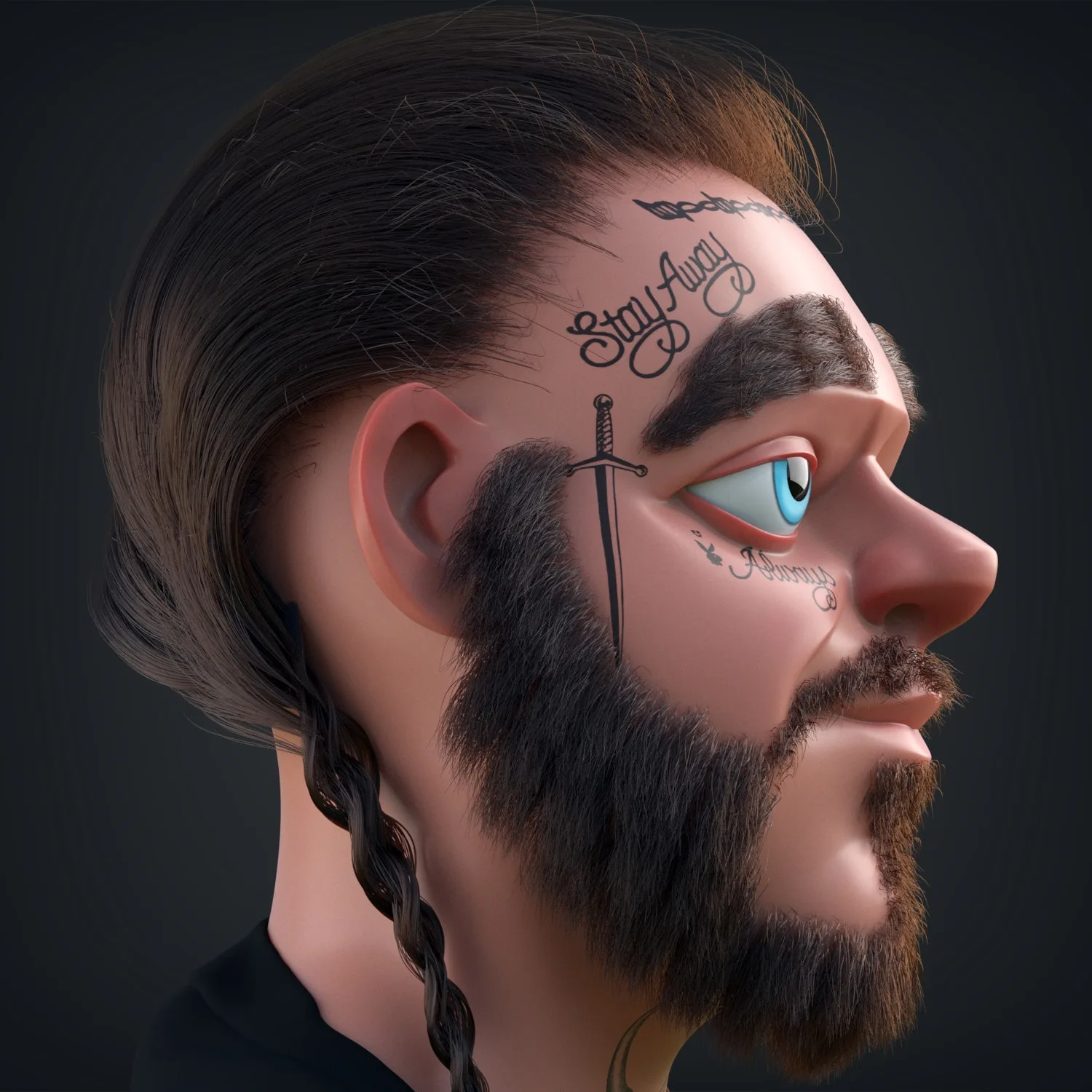 Hair Grooming Process - Post Malone 3D Cartoon - NO AUDIO