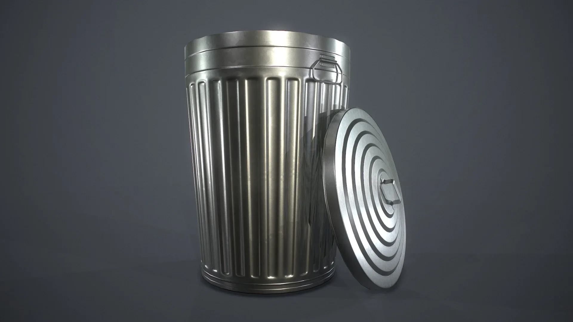 Metal Trash Can with Garbage Bags - Low Poly