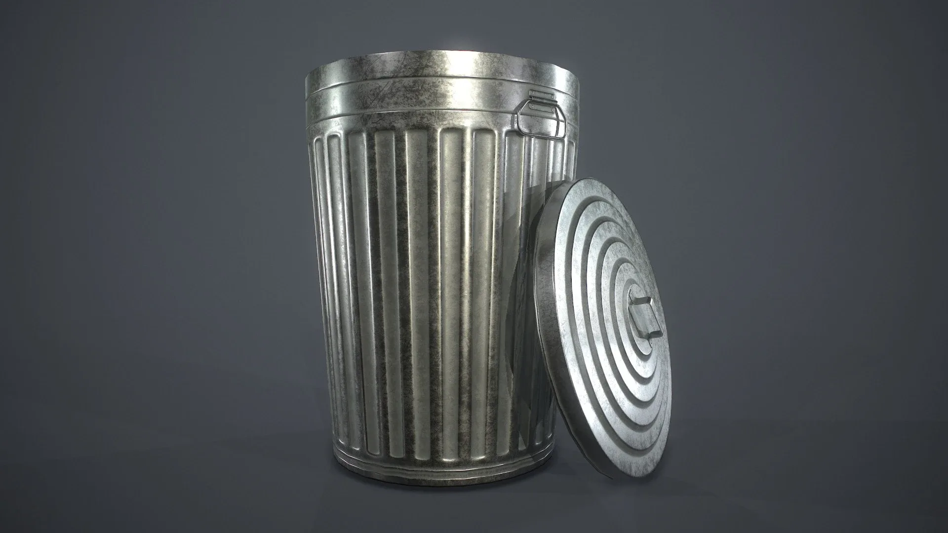 Metal Trash Can with Garbage Bags - Low Poly