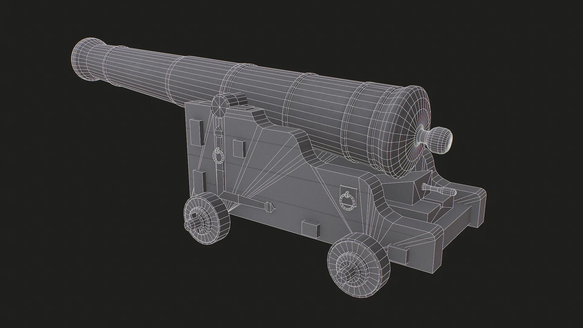Old Iron Naval Cannon - Low Poly