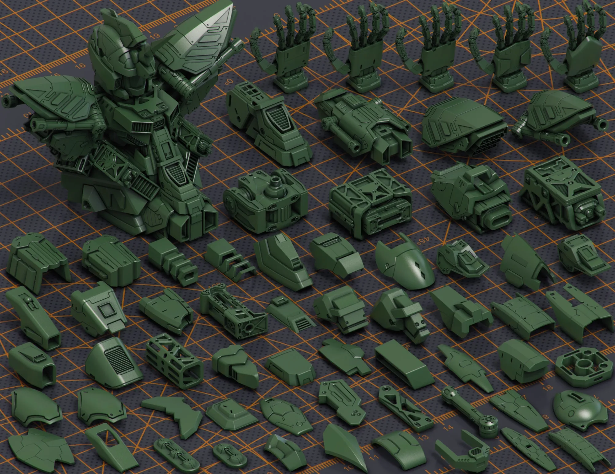 Mech Warrior Hard Surface Kitbash Kit 2