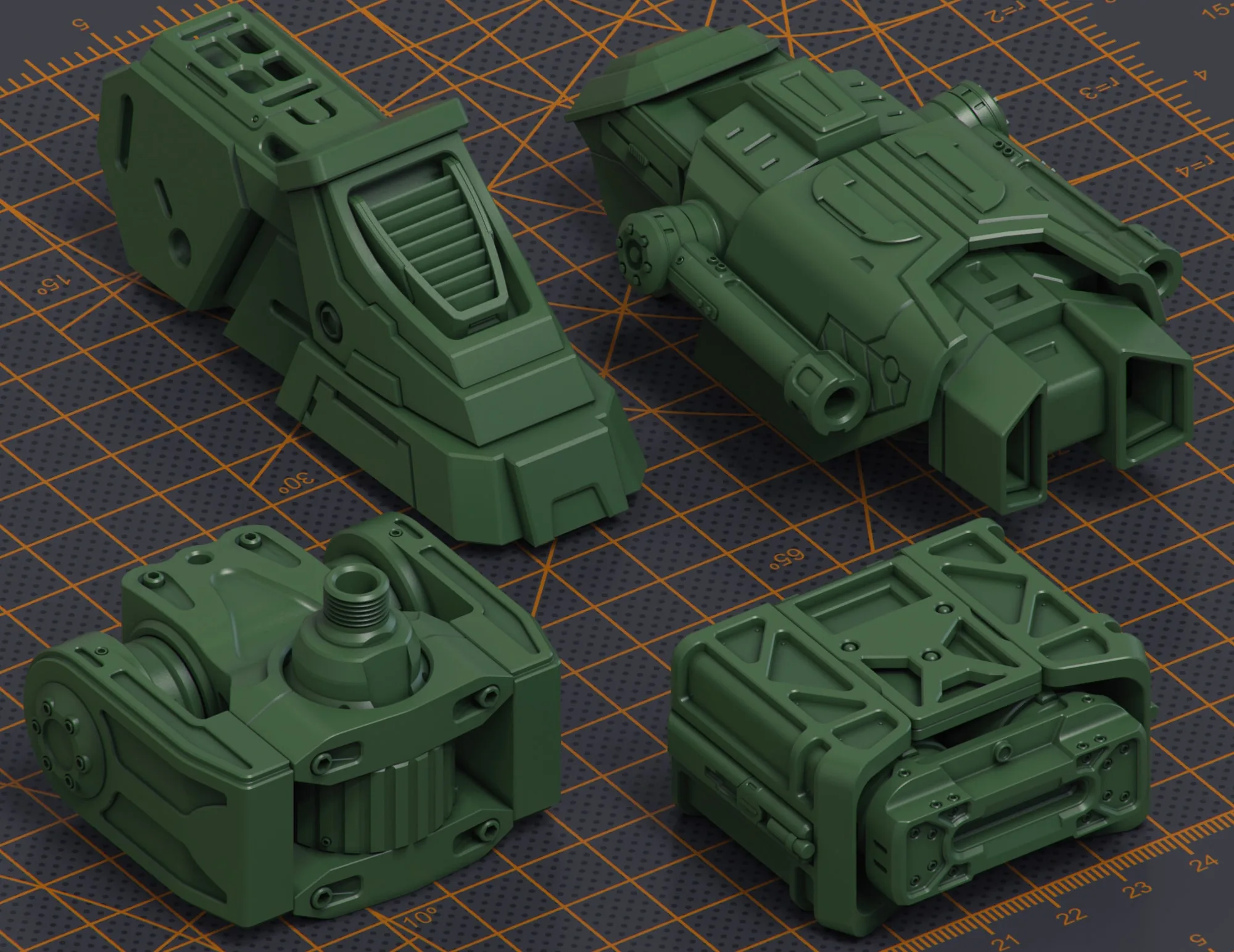 Mech Warrior Hard Surface Kitbash Kit 2