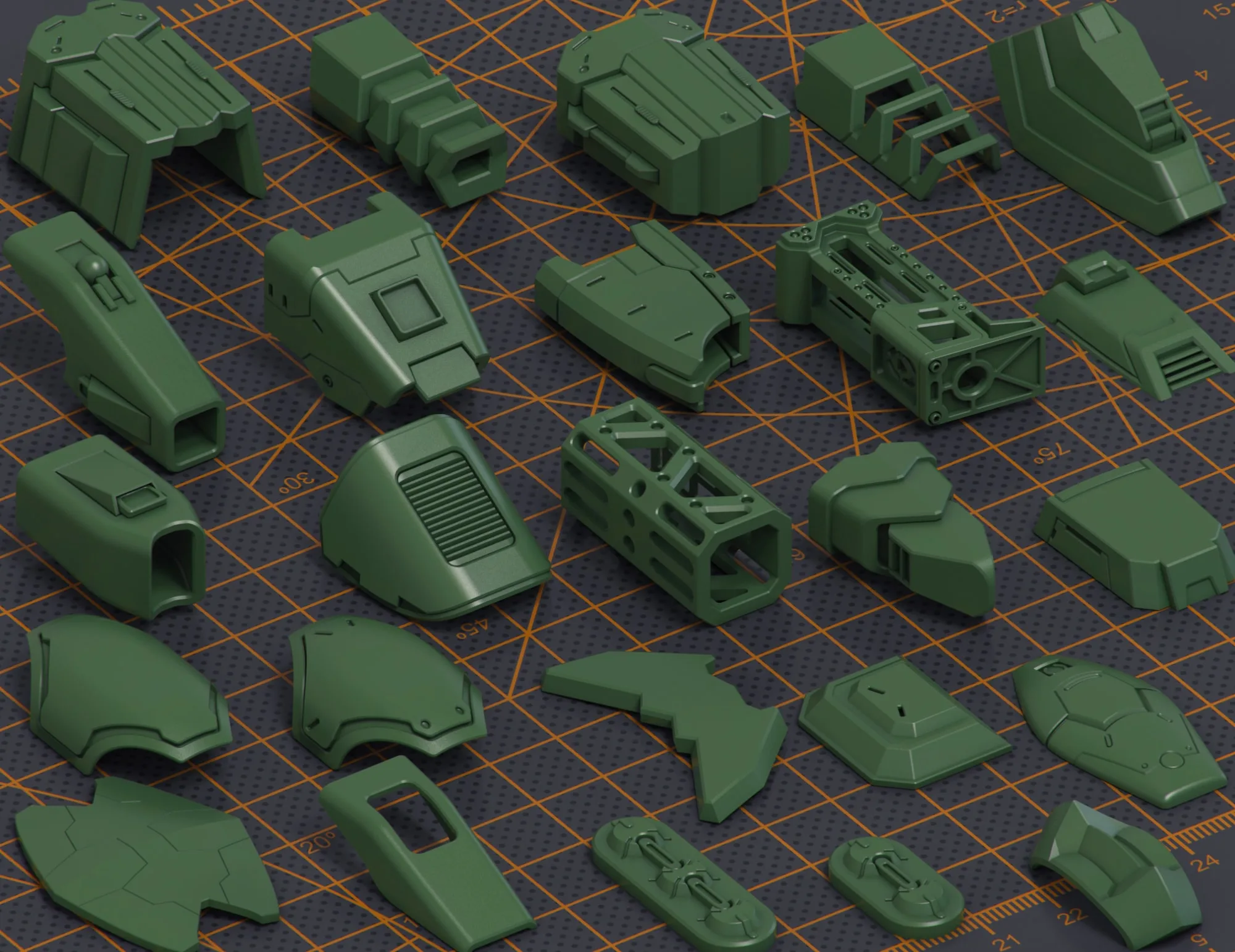 Mech Warrior Hard Surface Kitbash Kit 2