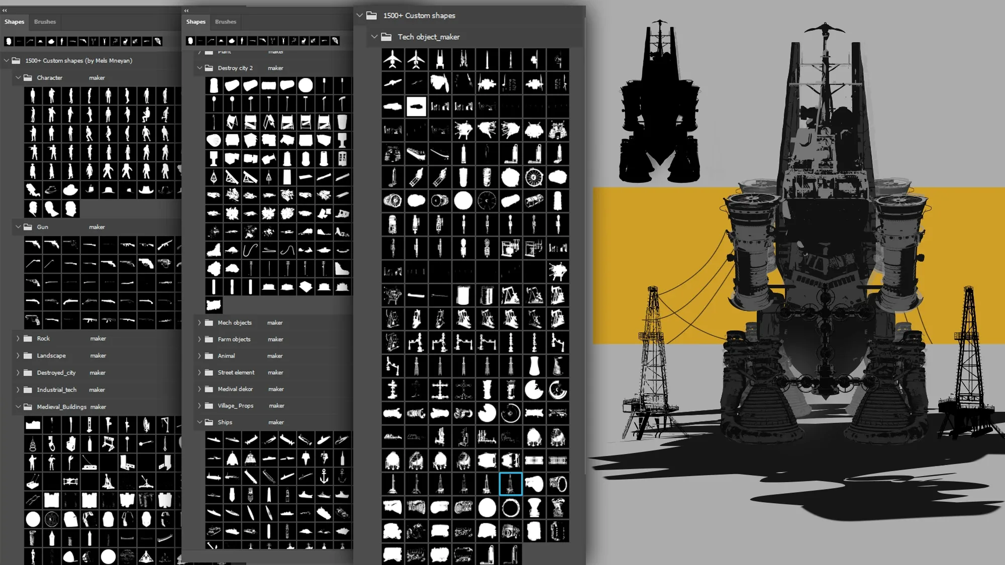 1500+ Kitbash Custom Shapes