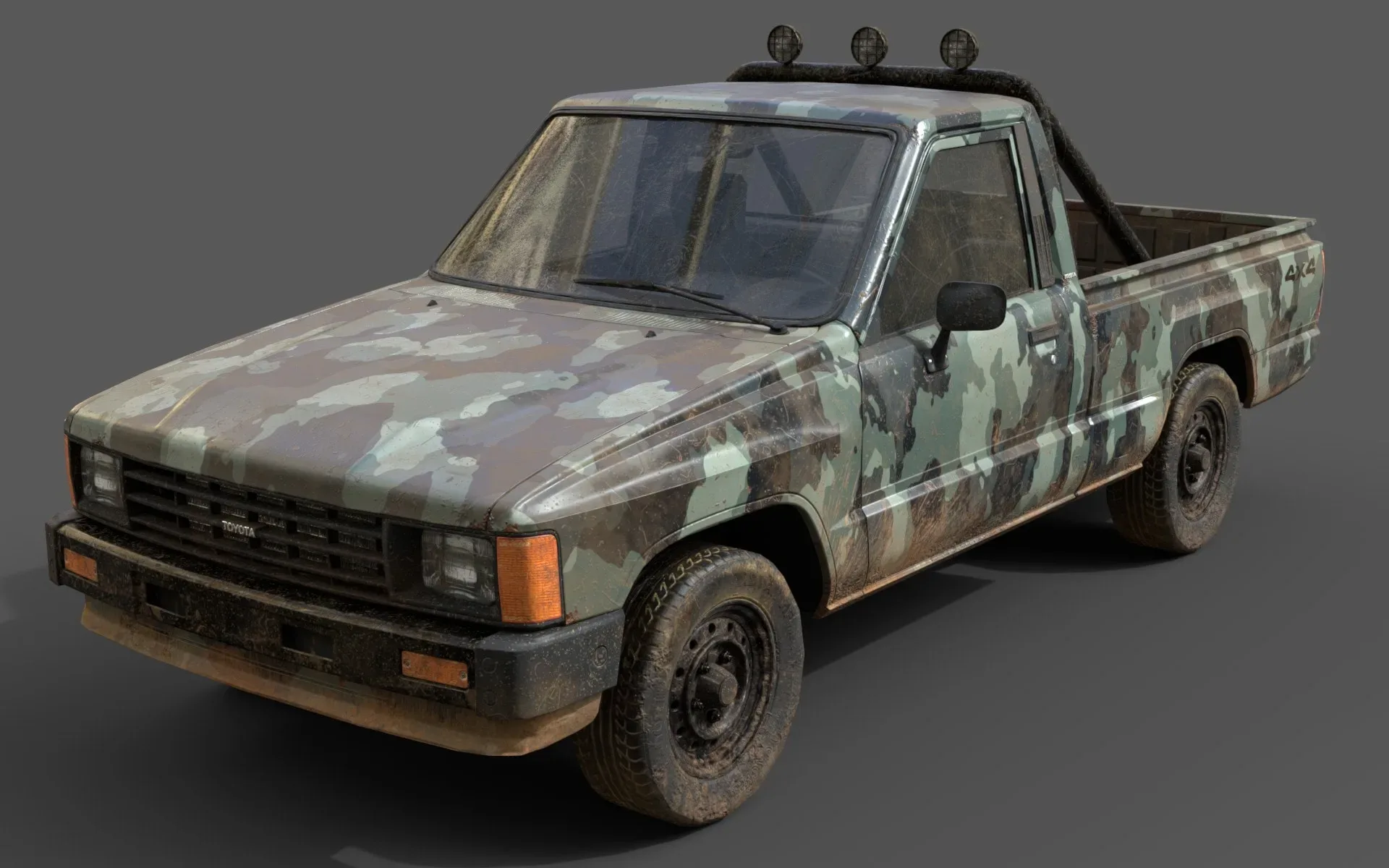 Camouflage Pickup Army Pack Lowpoly