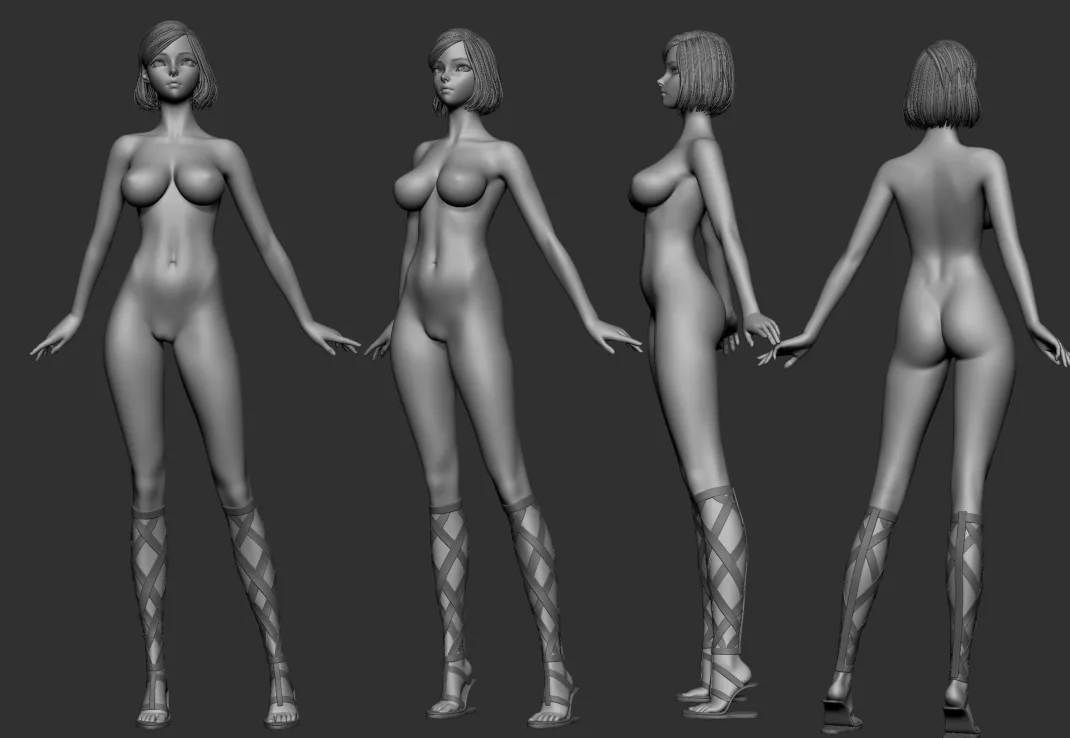 Sophie Cute Anime Girl Highpoly & Base