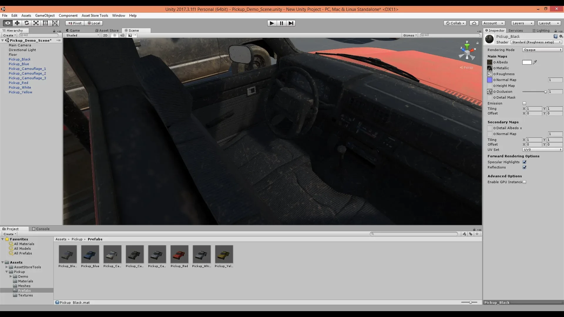 Unity3D Pickup Vehicle Pack