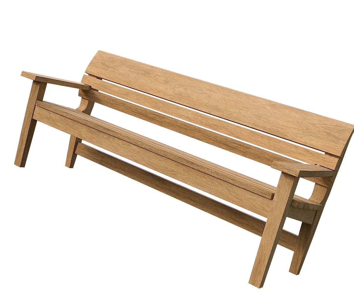 Wooden Bench V01 - Game Ready Model