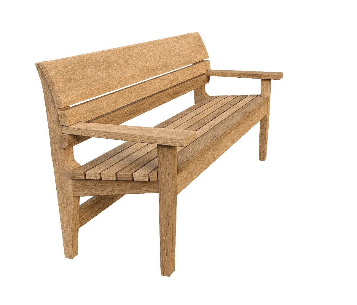 Wooden Bench V01 - Game Ready Model