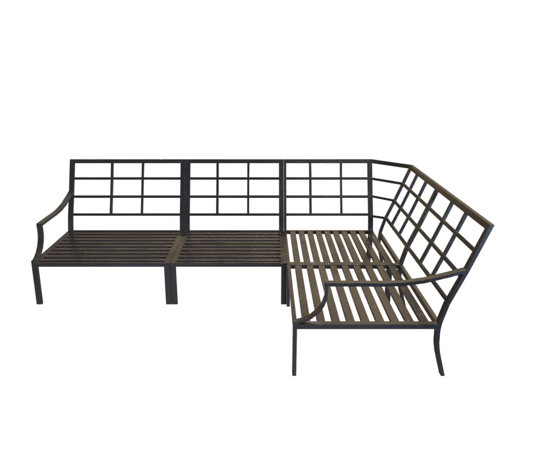 Steel Dark Painted Bench V01 - Game Ready Model