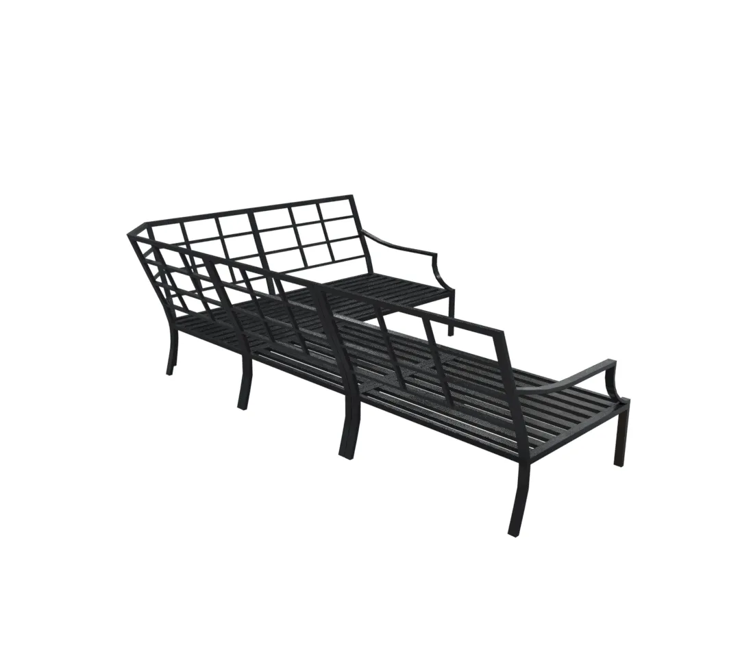 Steel Dark Painted Bench V01 - Game Ready Model