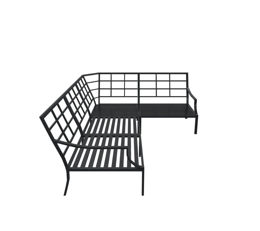 Steel Dark Painted Bench V01 - Game Ready Model