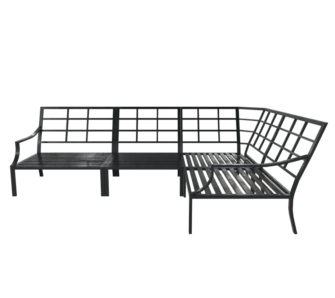 Steel Dark Painted Bench V01 - Game Ready Model