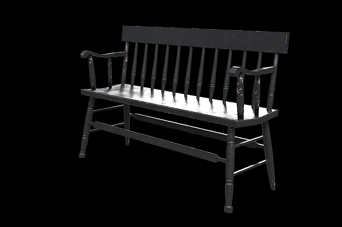 Black Painted Bench PBR Model