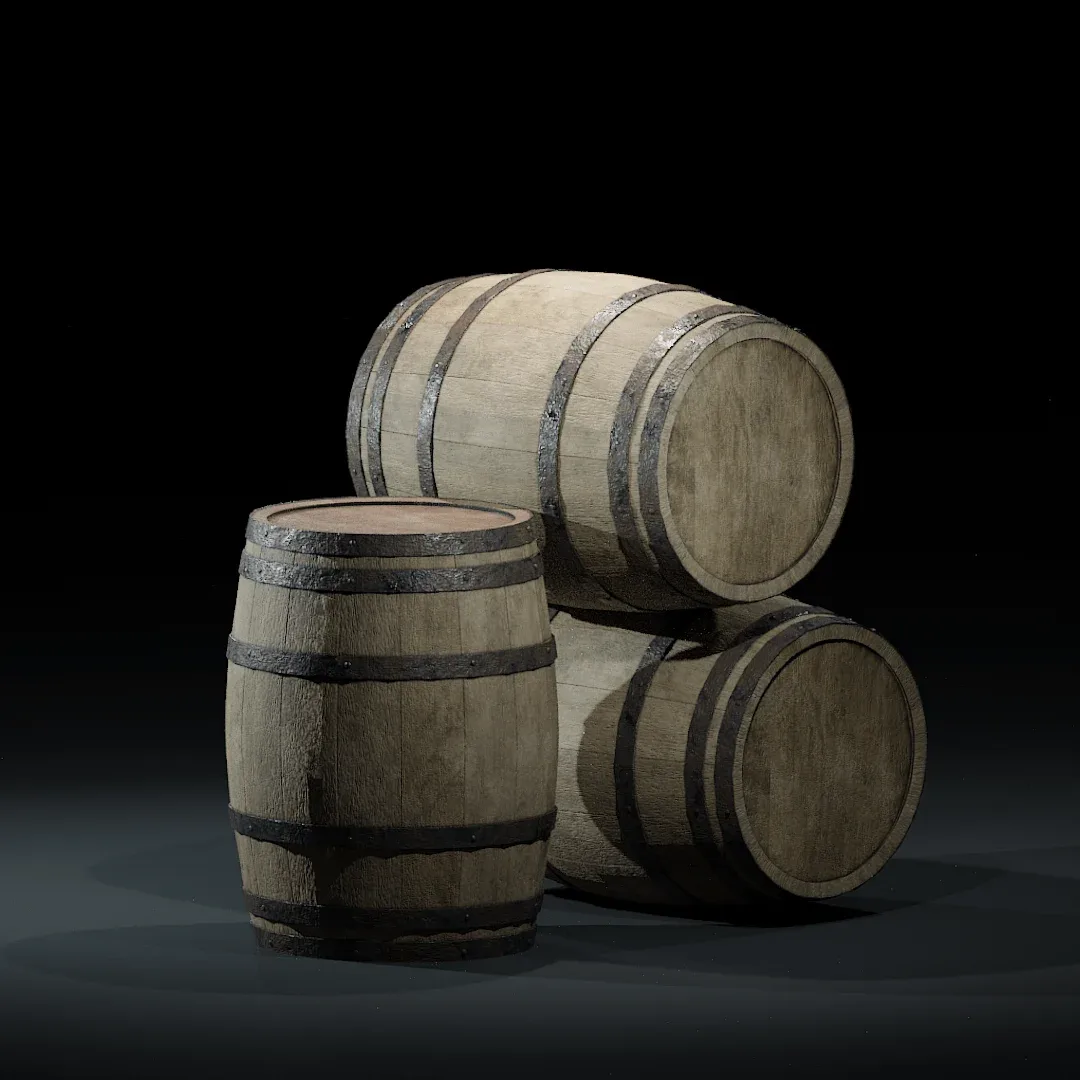 Dirty Wooden Barrel - Game Ready Model