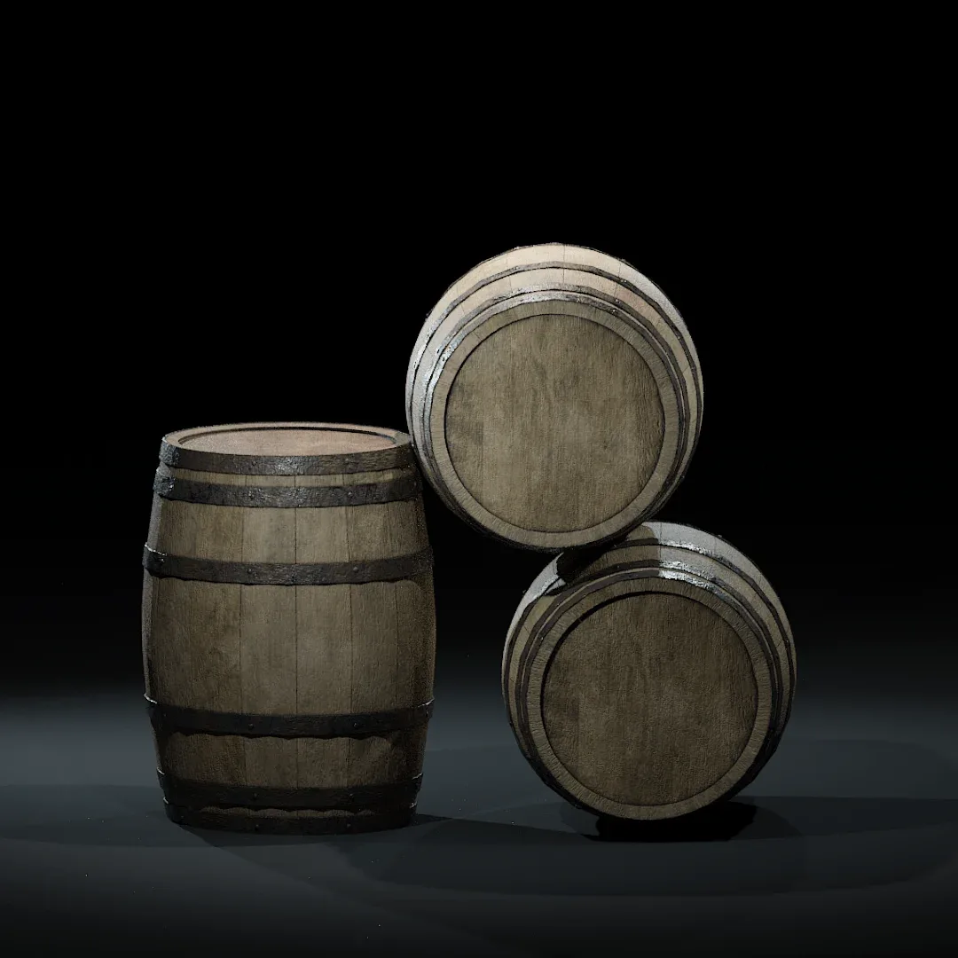 Dirty Wooden Barrel - Game Ready Model