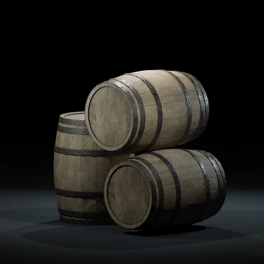 Dirty Wooden Barrel - Game Ready Model