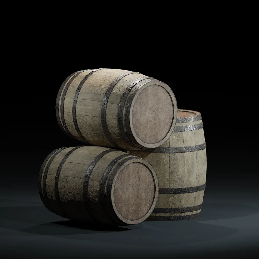 Dirty Wooden Barrel - Game Ready Model