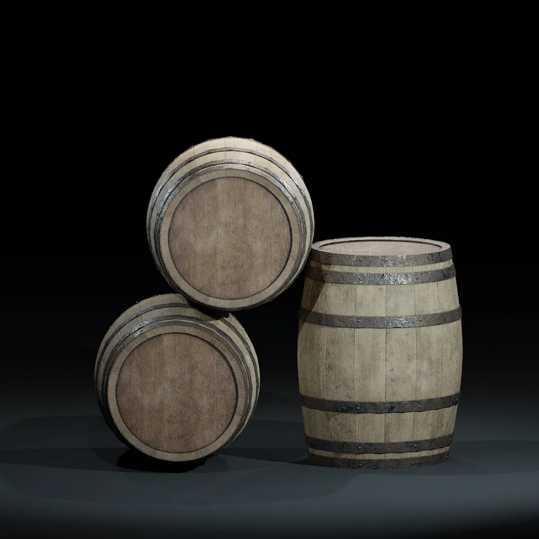 Dirty Wooden Barrel - Game Ready Model