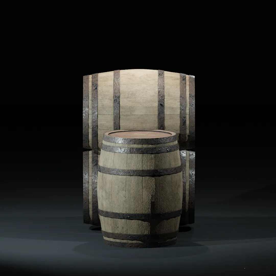 Dirty Wooden Barrel - Game Ready Model