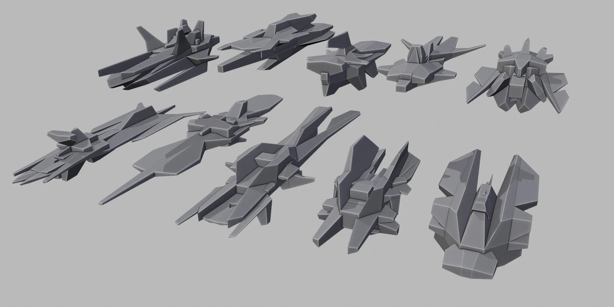 Spaceship Basemesh Kitbash - 100 Models Pack