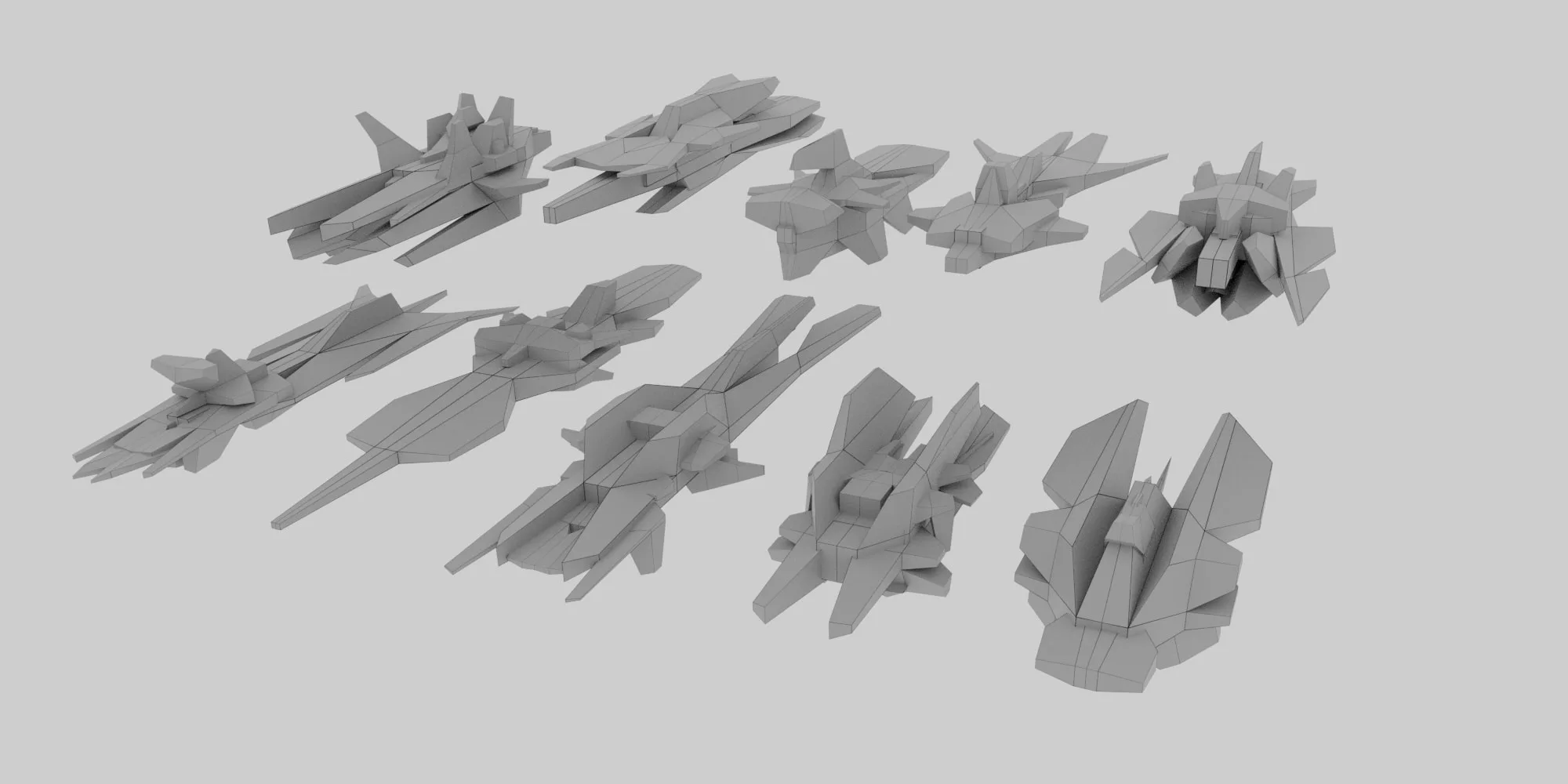 Spaceship Basemesh Kitbash - 100 Models Pack