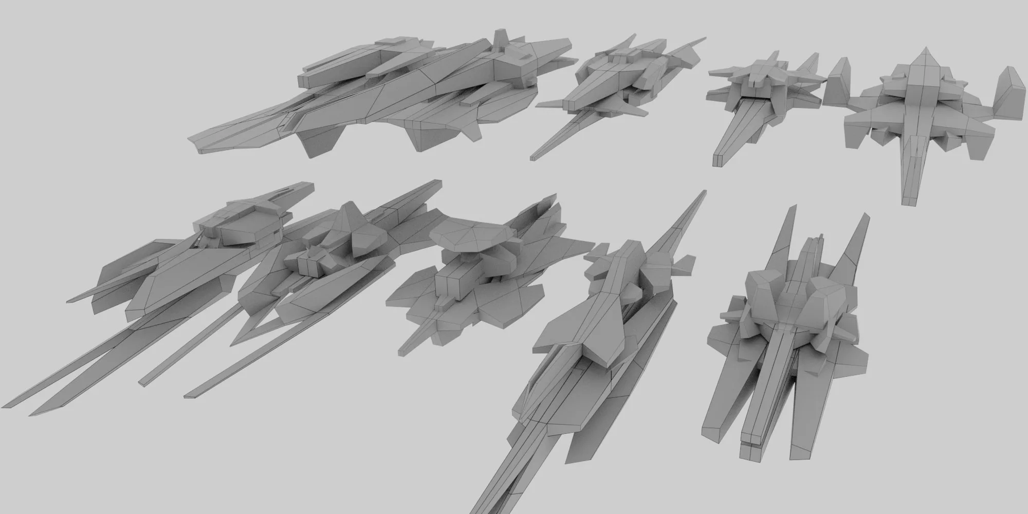 Spaceship Basemesh Kitbash - 100 Models Pack