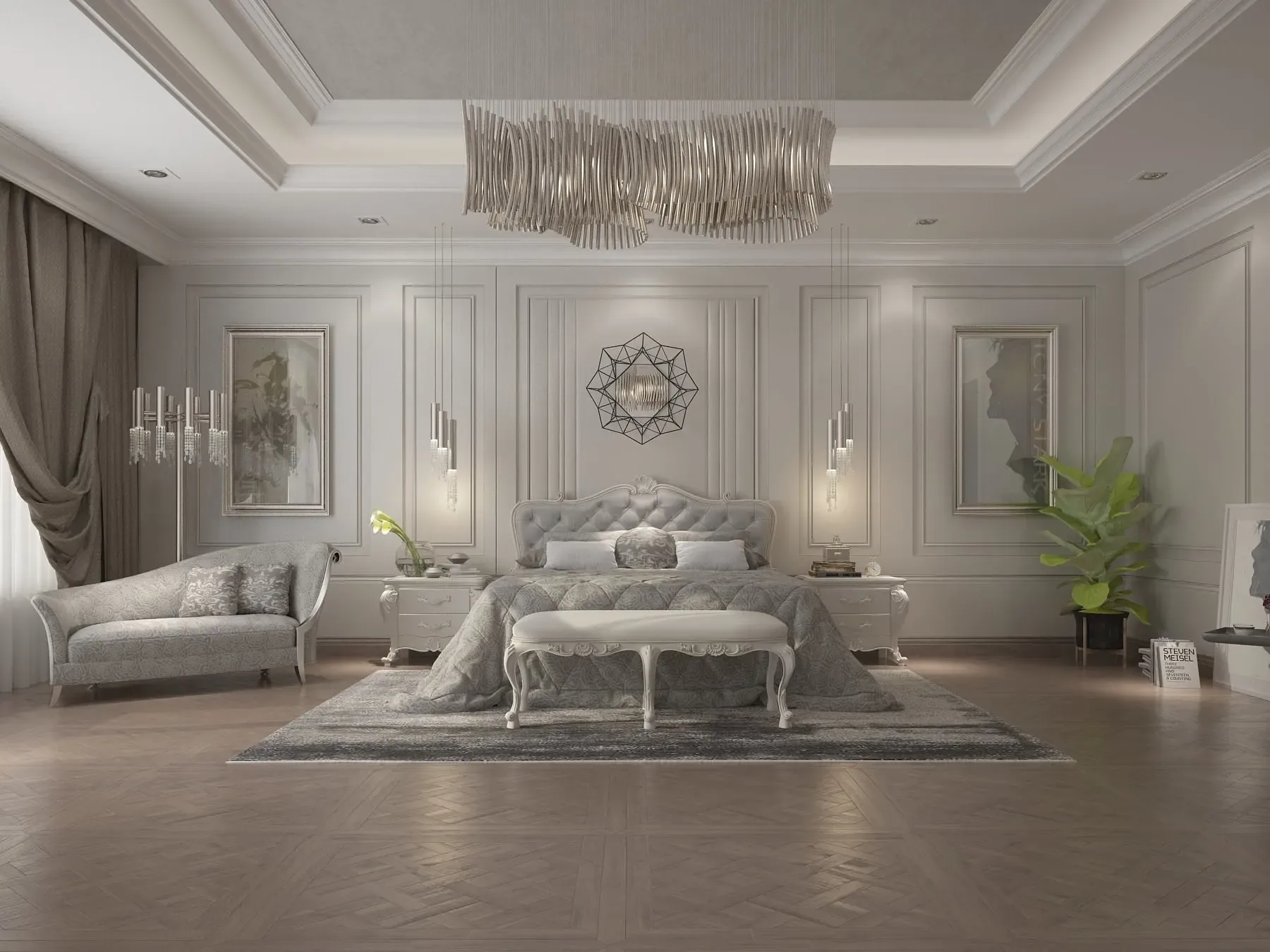 Realistic Classic Master Bedroom Design 3DS Max Model