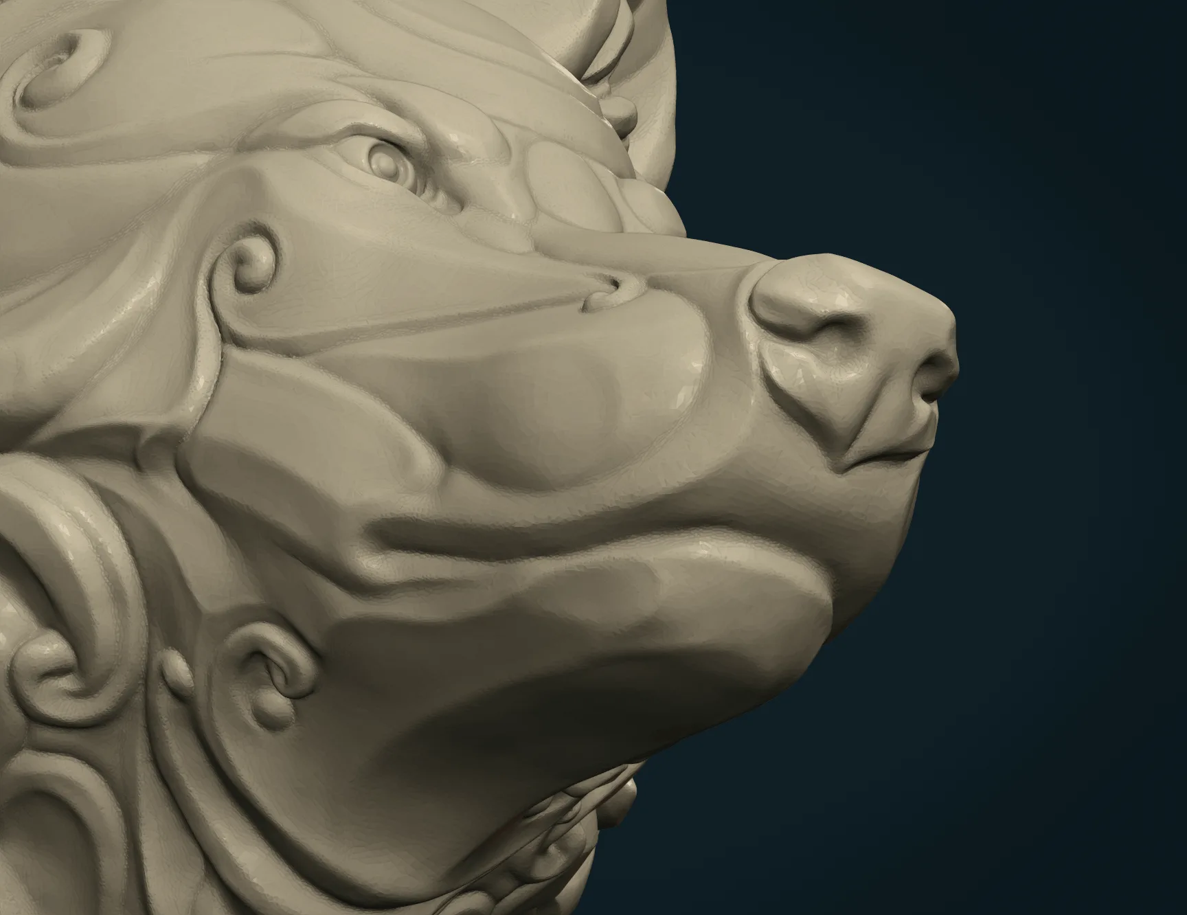 Stylized Wolf Head - 3D Print Ready