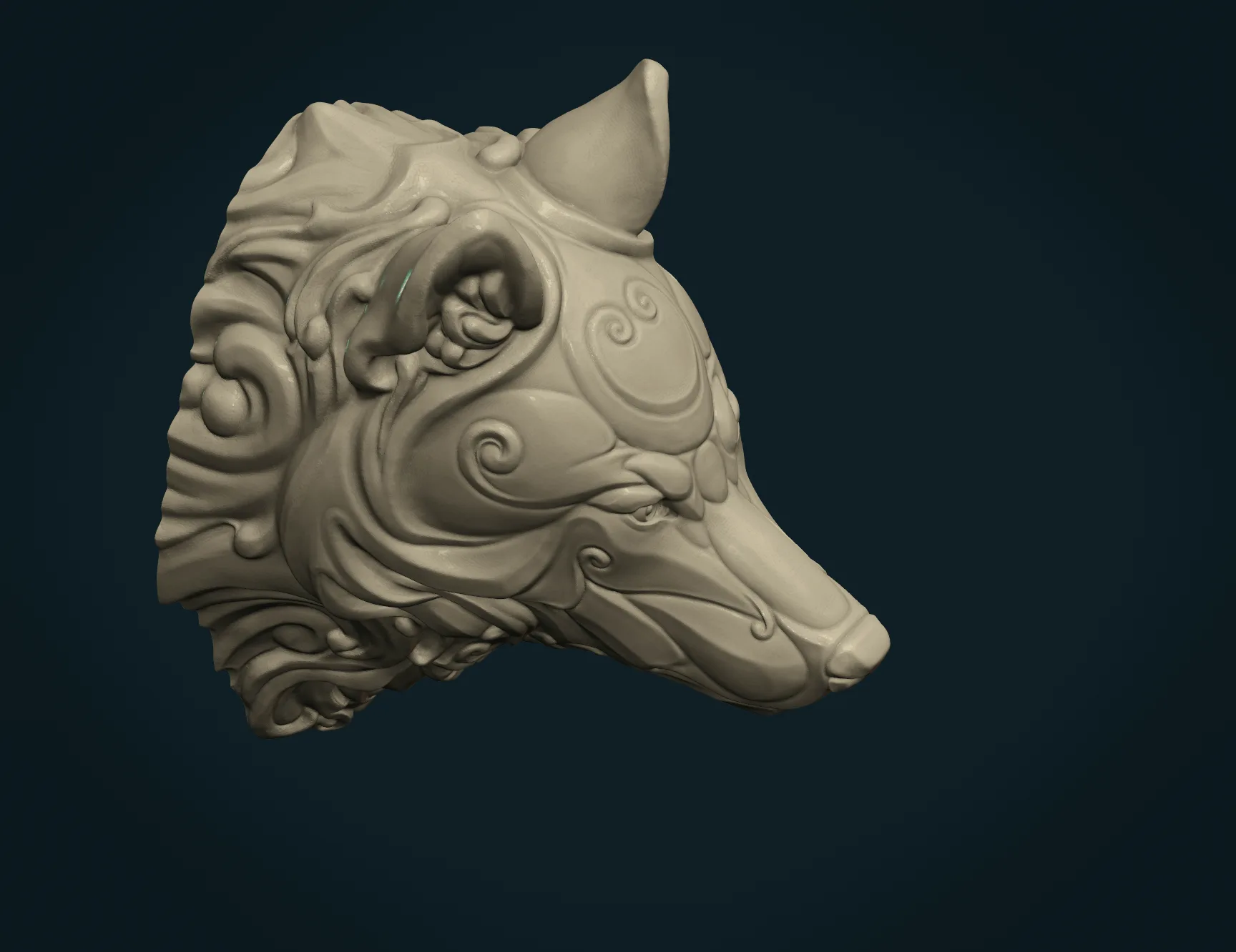 Stylized Wolf Head - 3D Print Ready