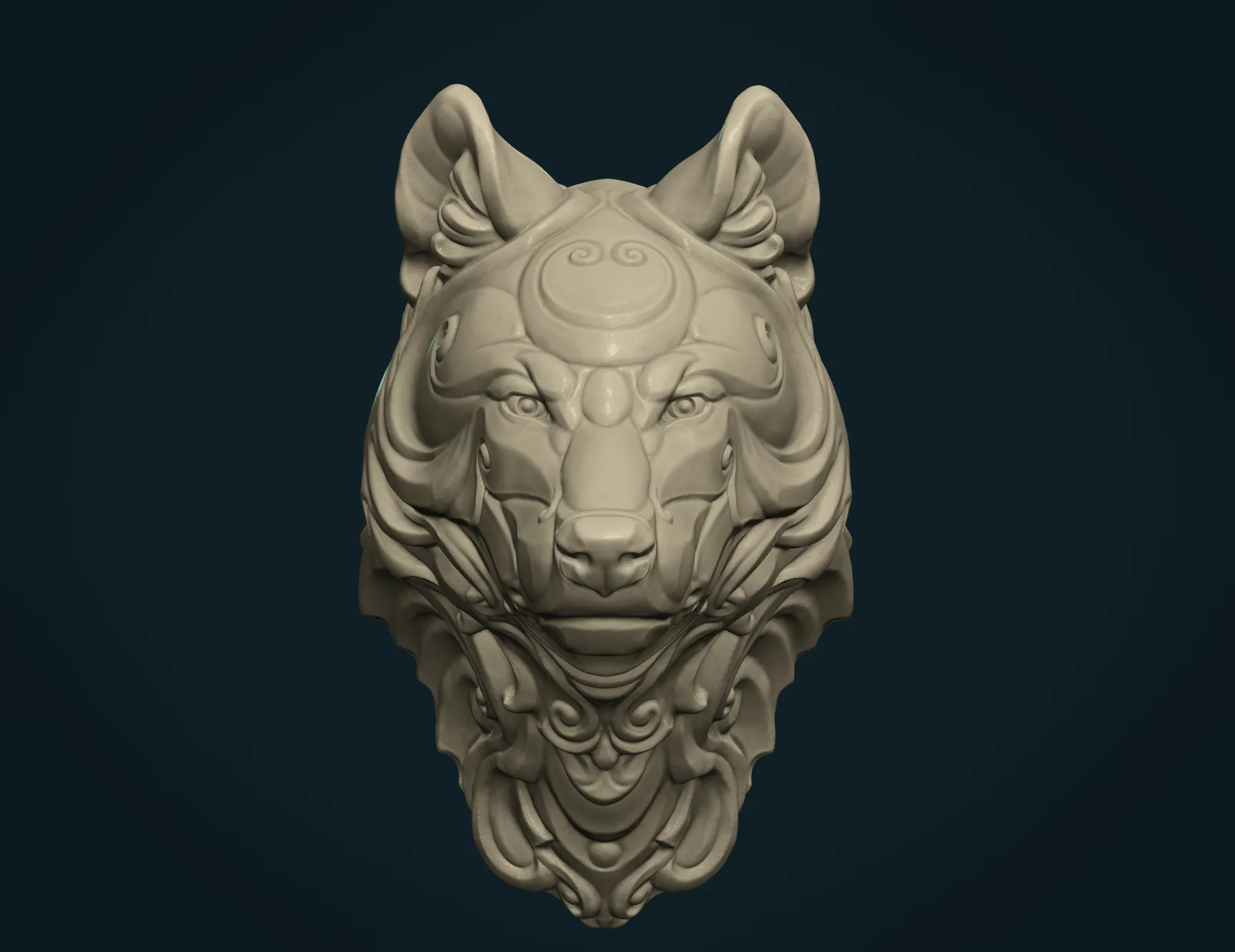 Stylized Wolf Head - 3D Print Ready