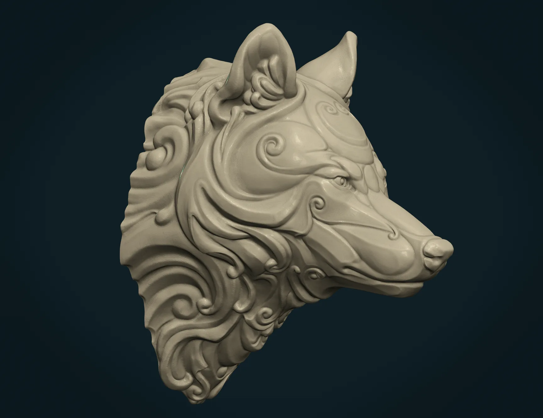 Stylized Wolf Head - 3D Print Ready