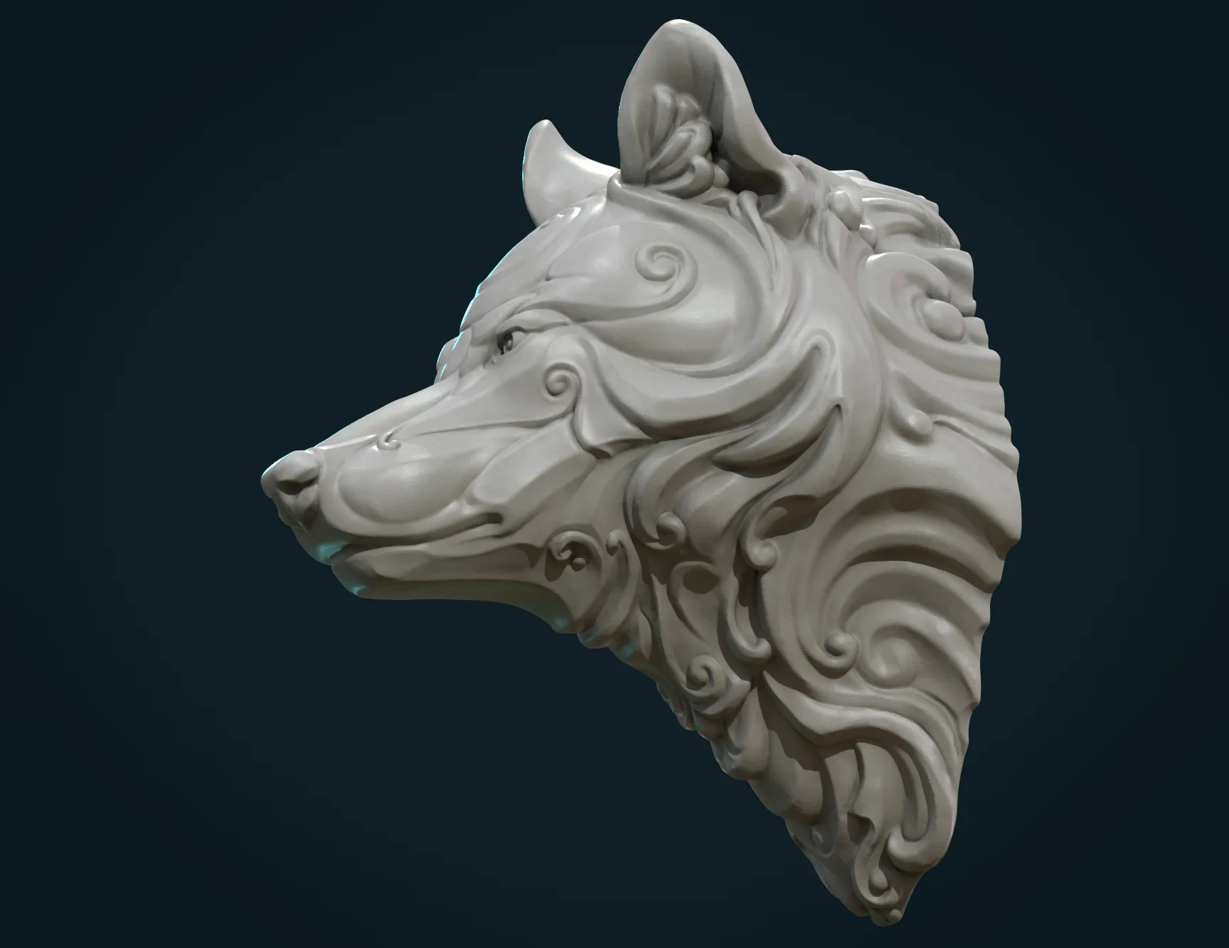 Stylized Wolf Head - 3D Print Ready