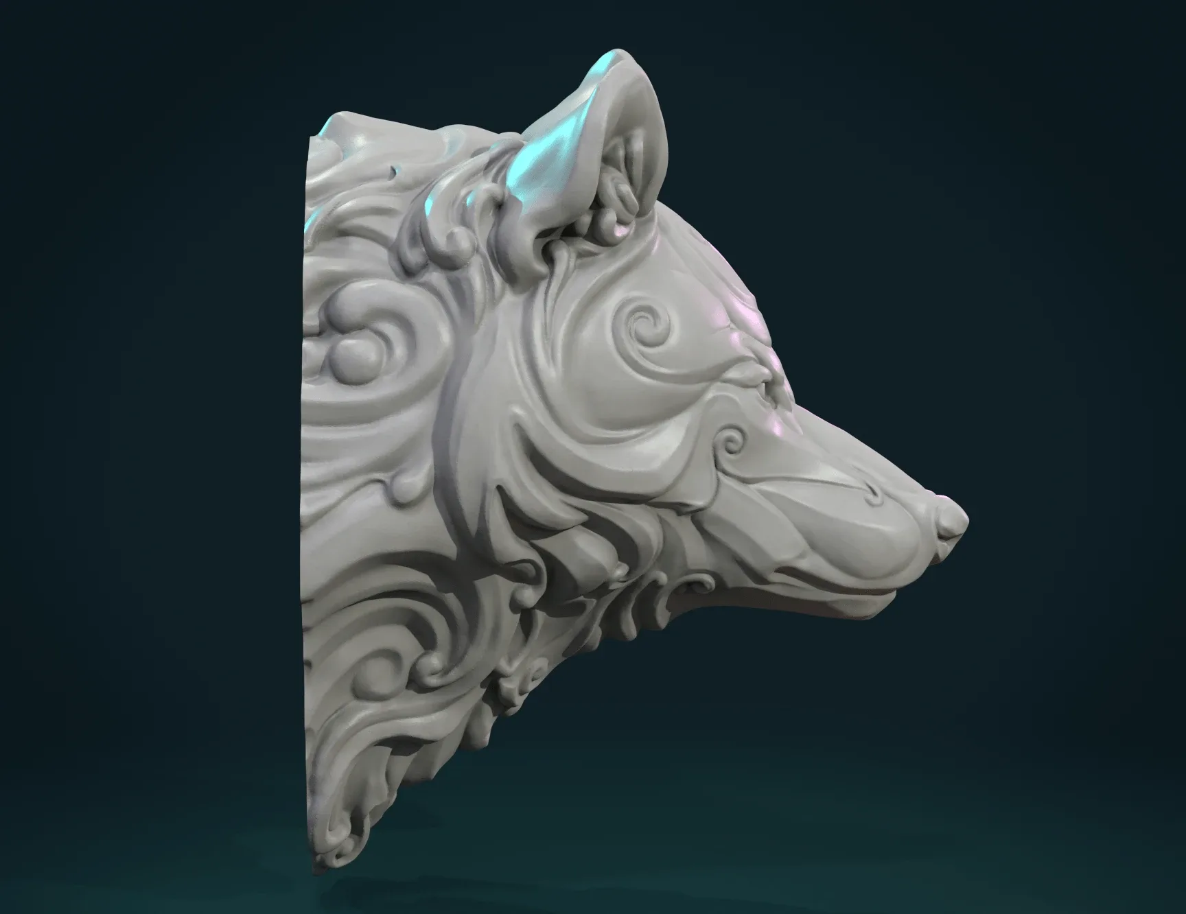 Stylized Wolf Head - 3D Print Ready