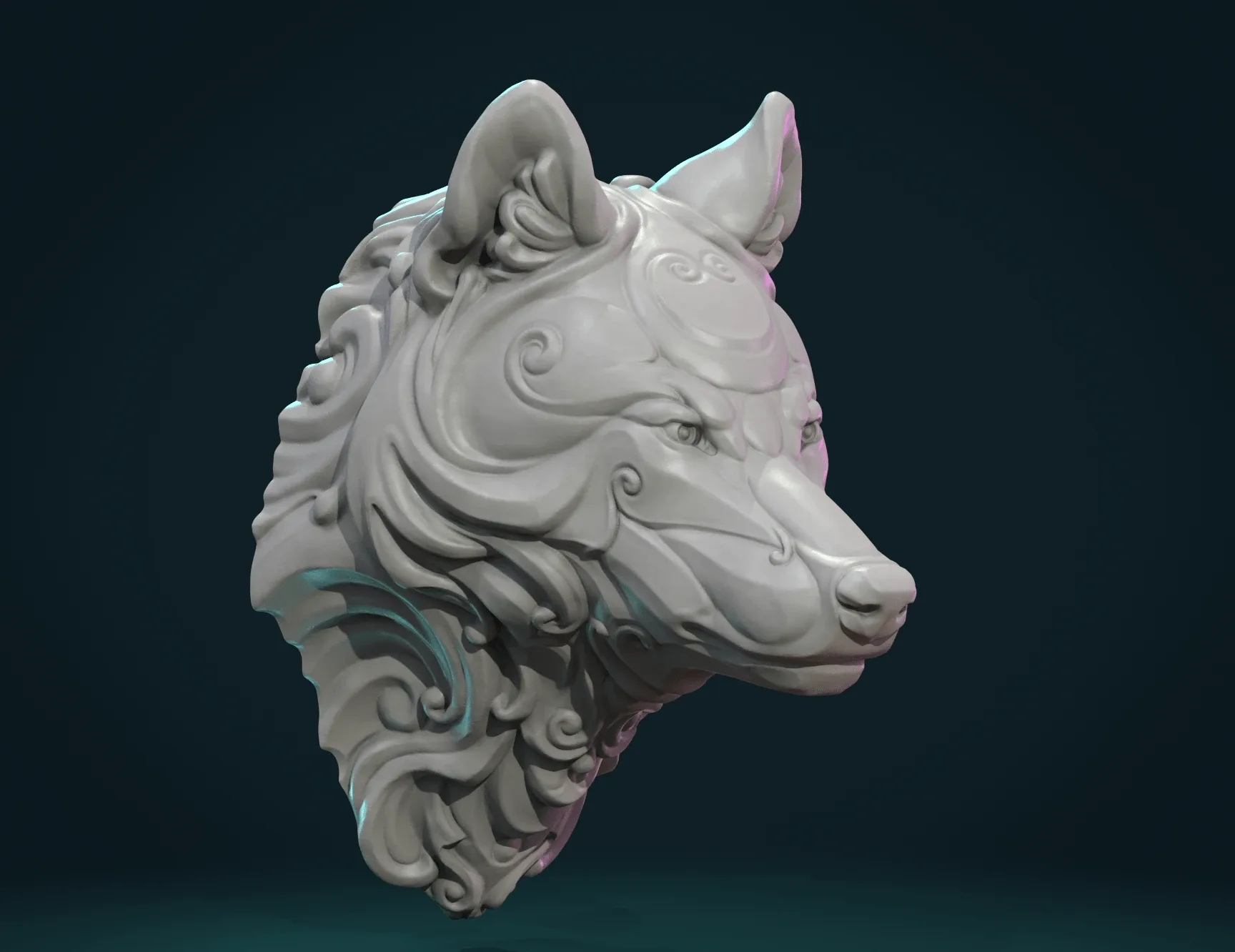 Stylized Wolf Head - 3D Print Ready