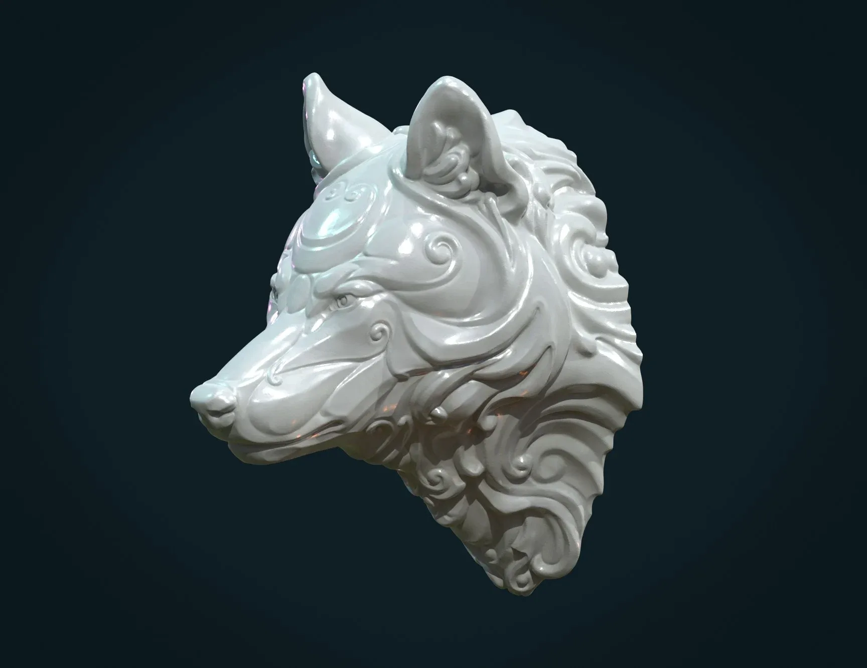 Stylized Wolf Head - 3D Print Ready