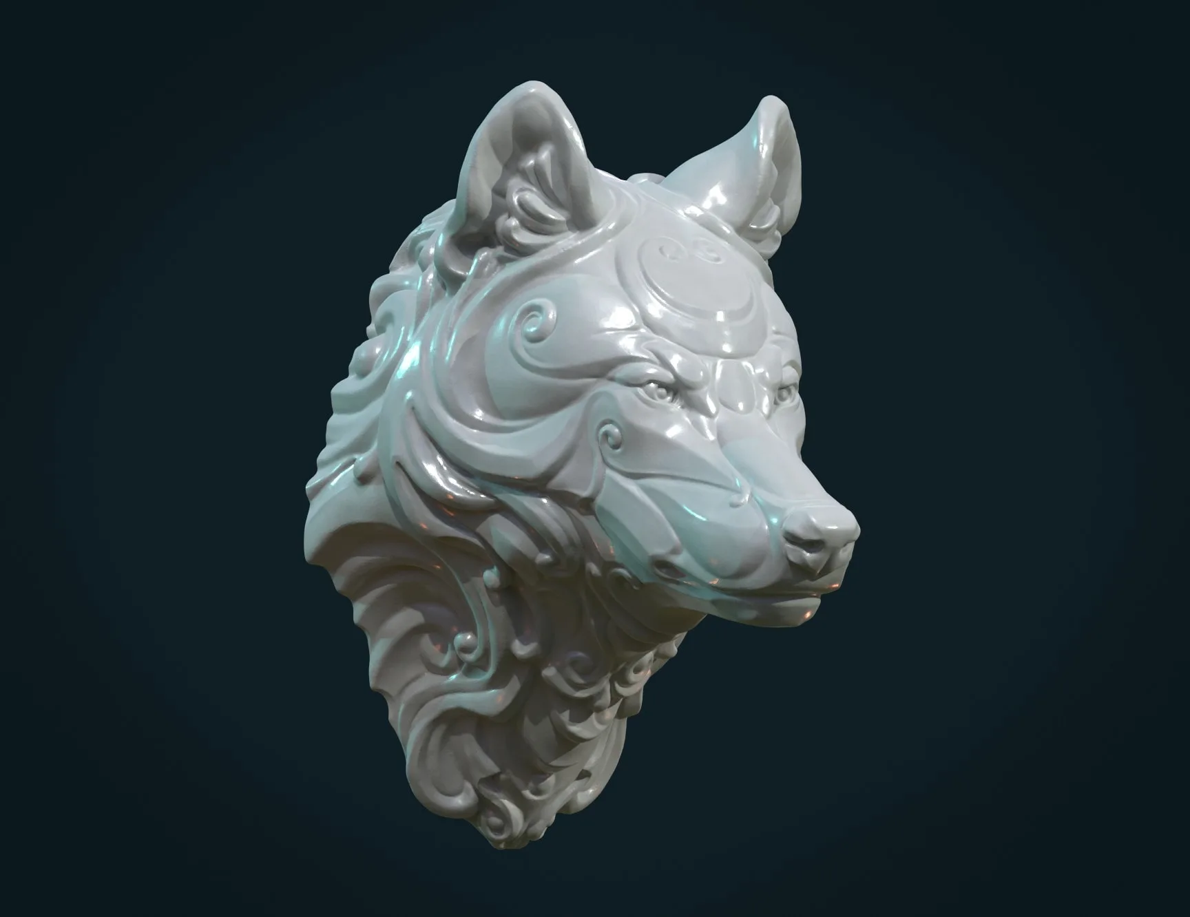 Stylized Wolf Head - 3D Print Ready