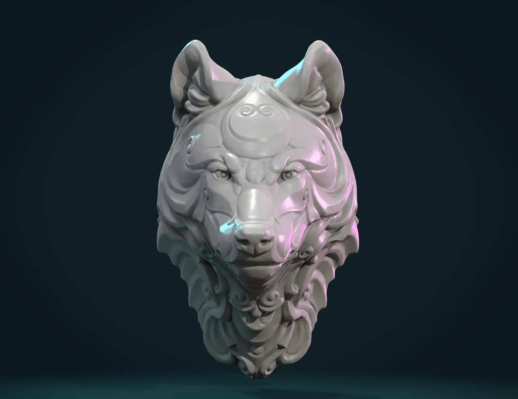 Stylized Wolf Head - 3D Print Ready