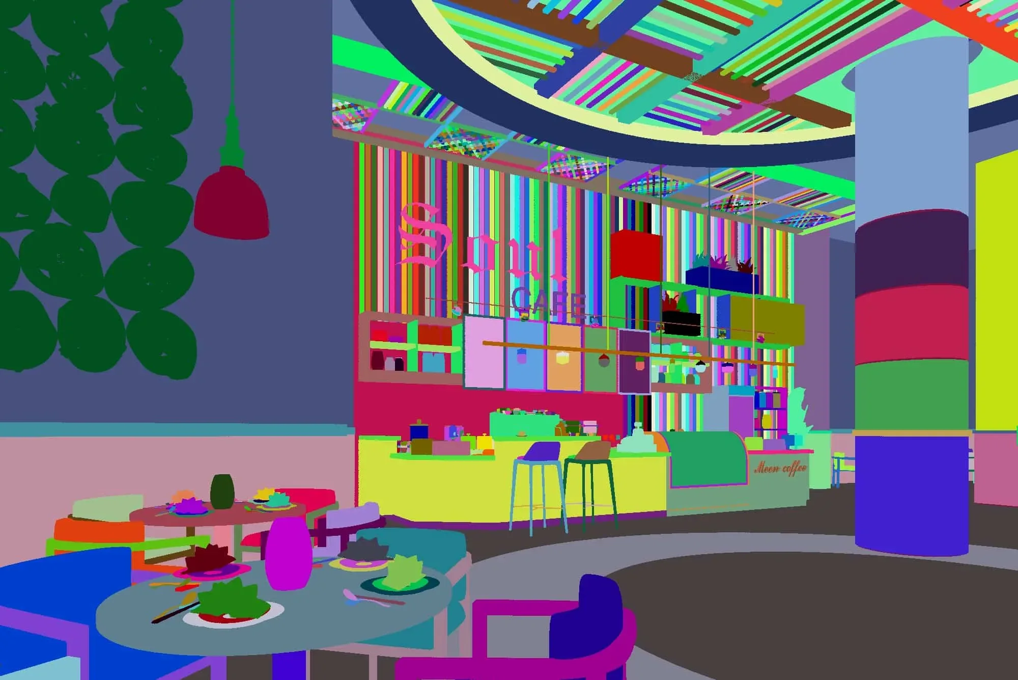 Rustic Interior Cafe & Restaurant 3DS Max Model