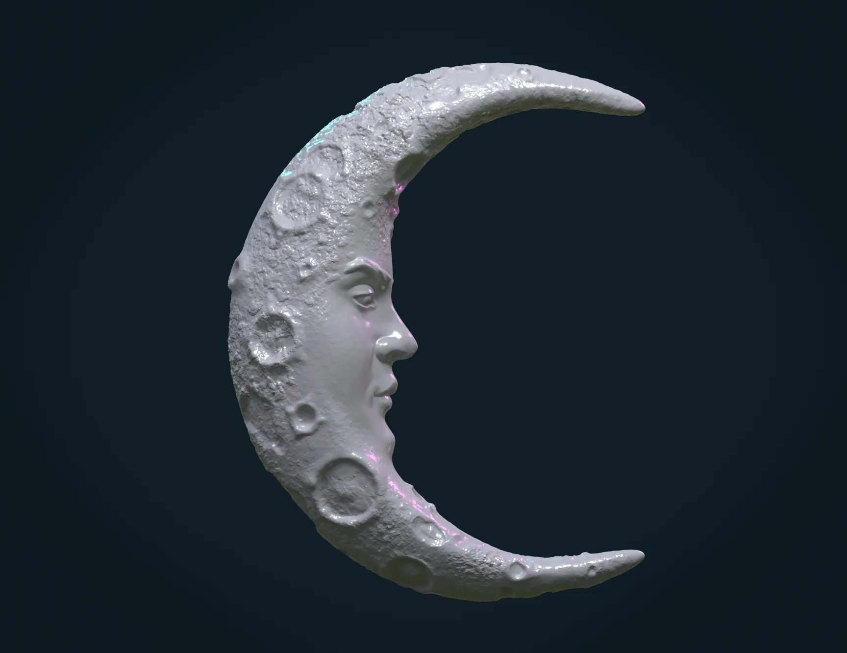 Crescent with Face - 3D Print Ready