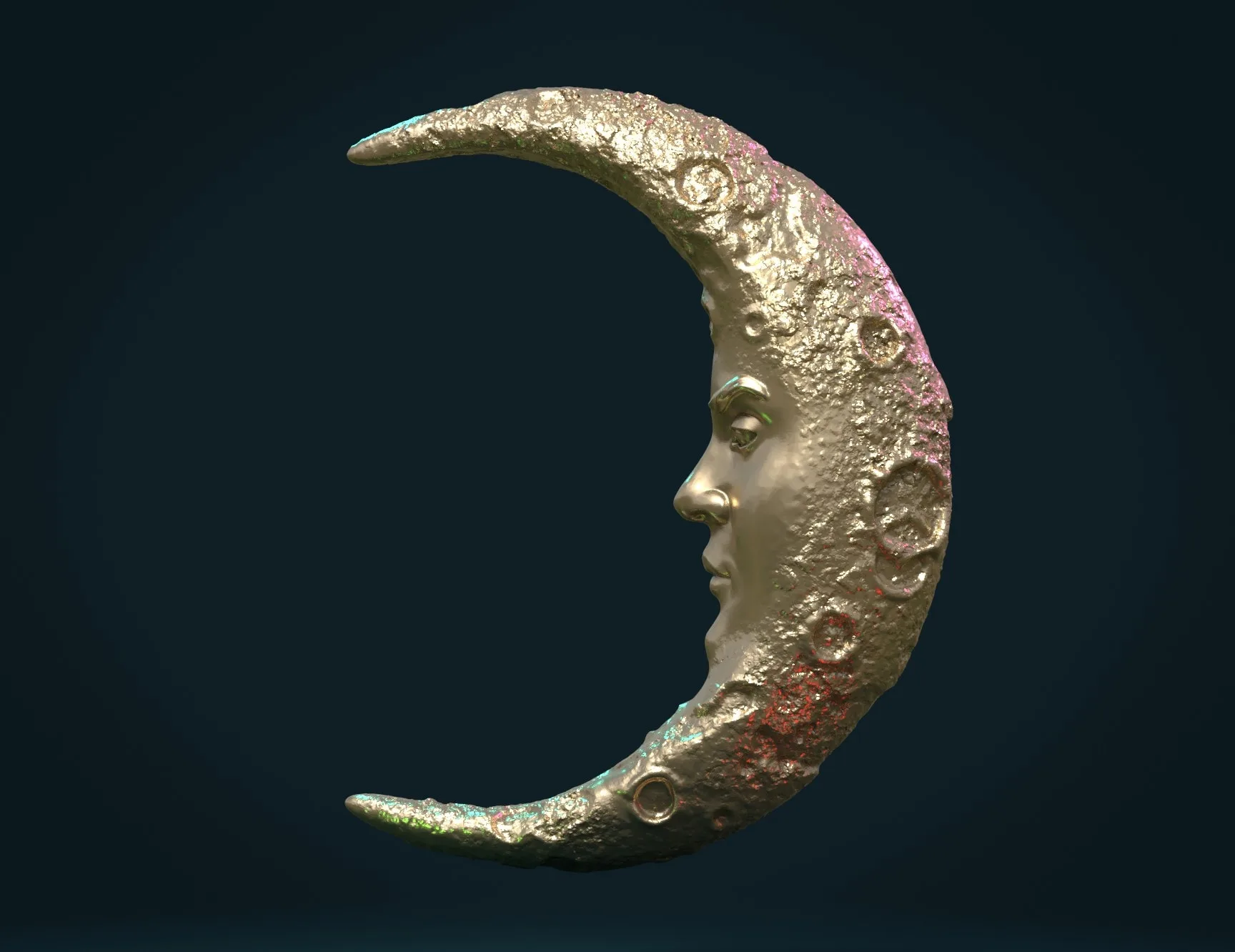 Crescent with Face - 3D Print Ready