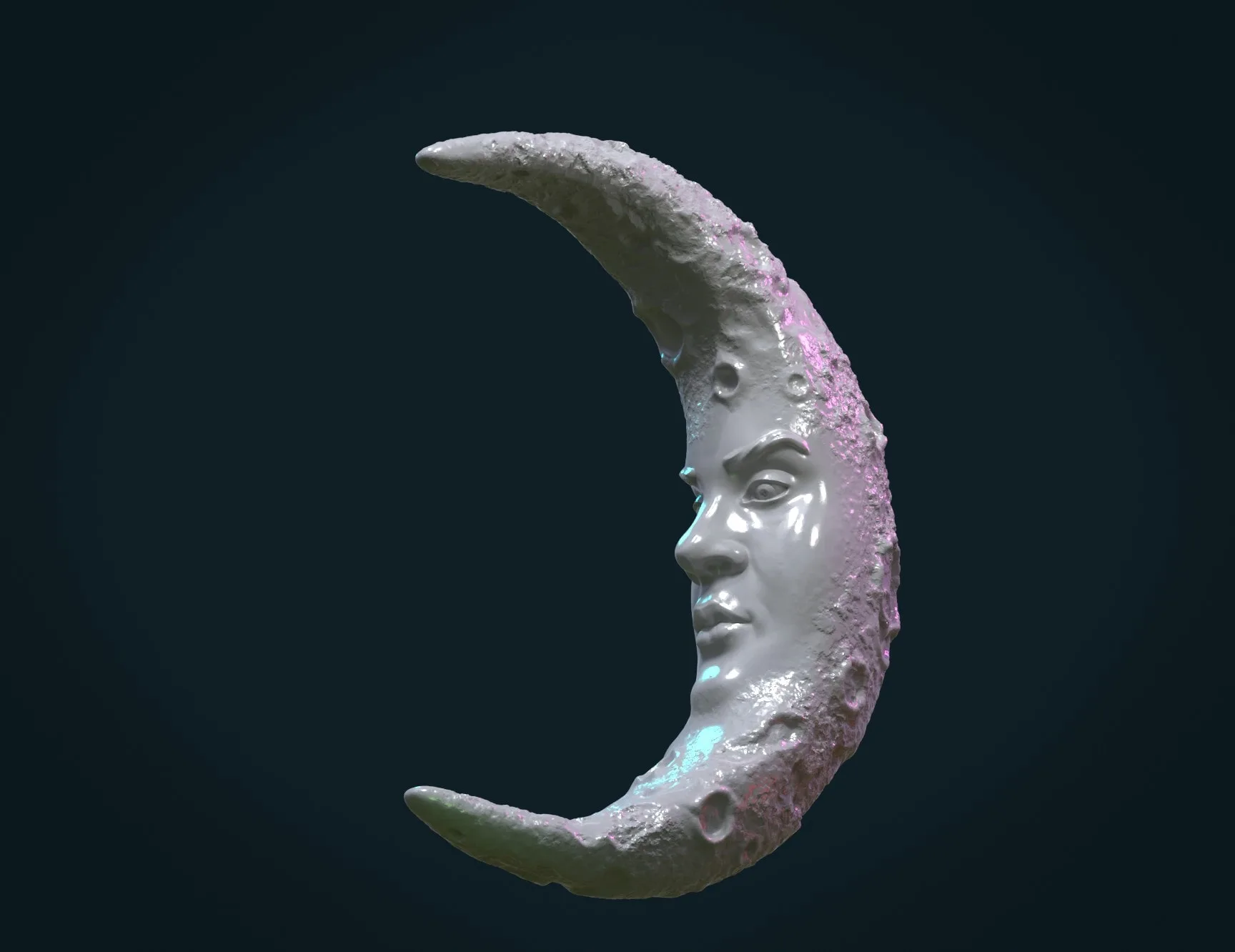 Crescent with Face - 3D Print Ready