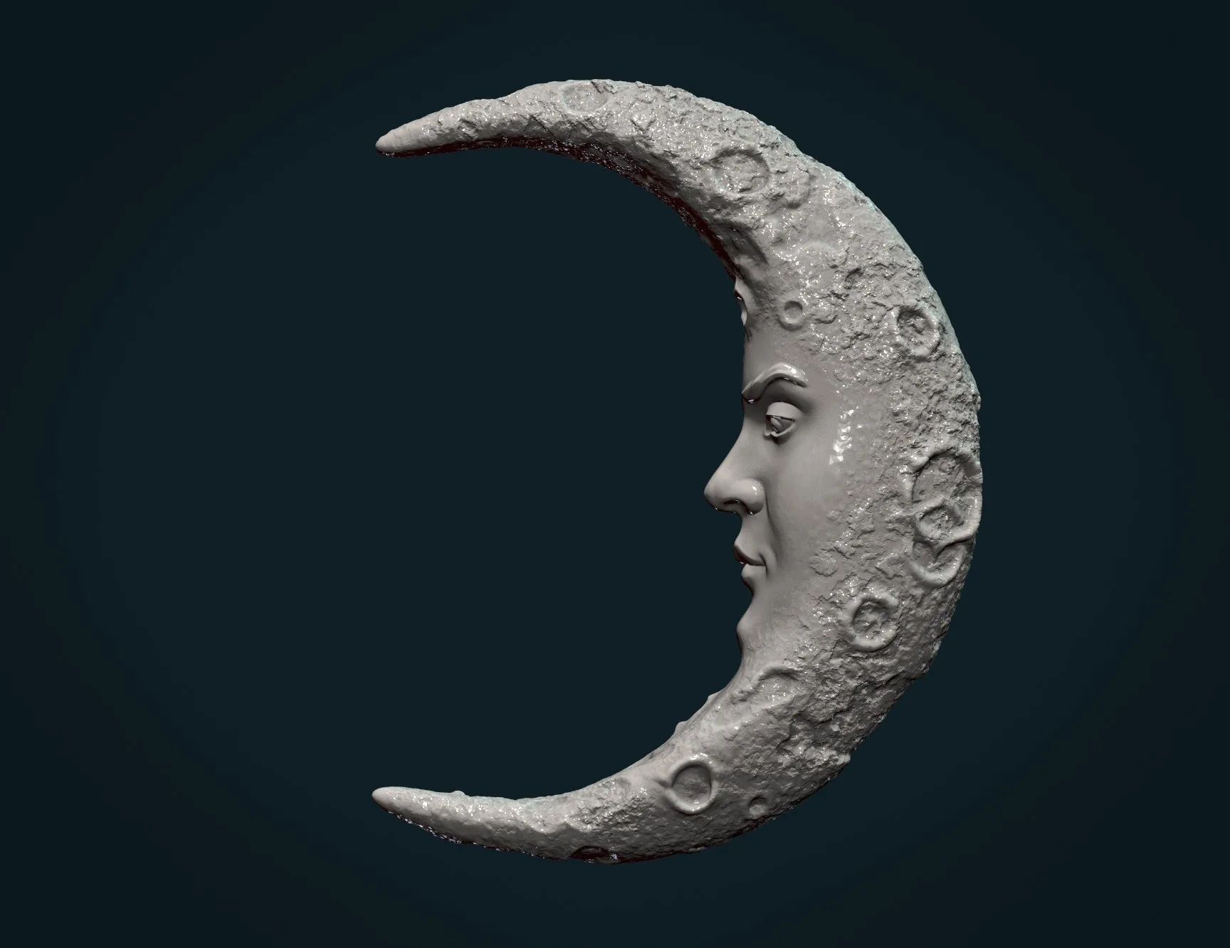 Crescent with Face - 3D Print Ready