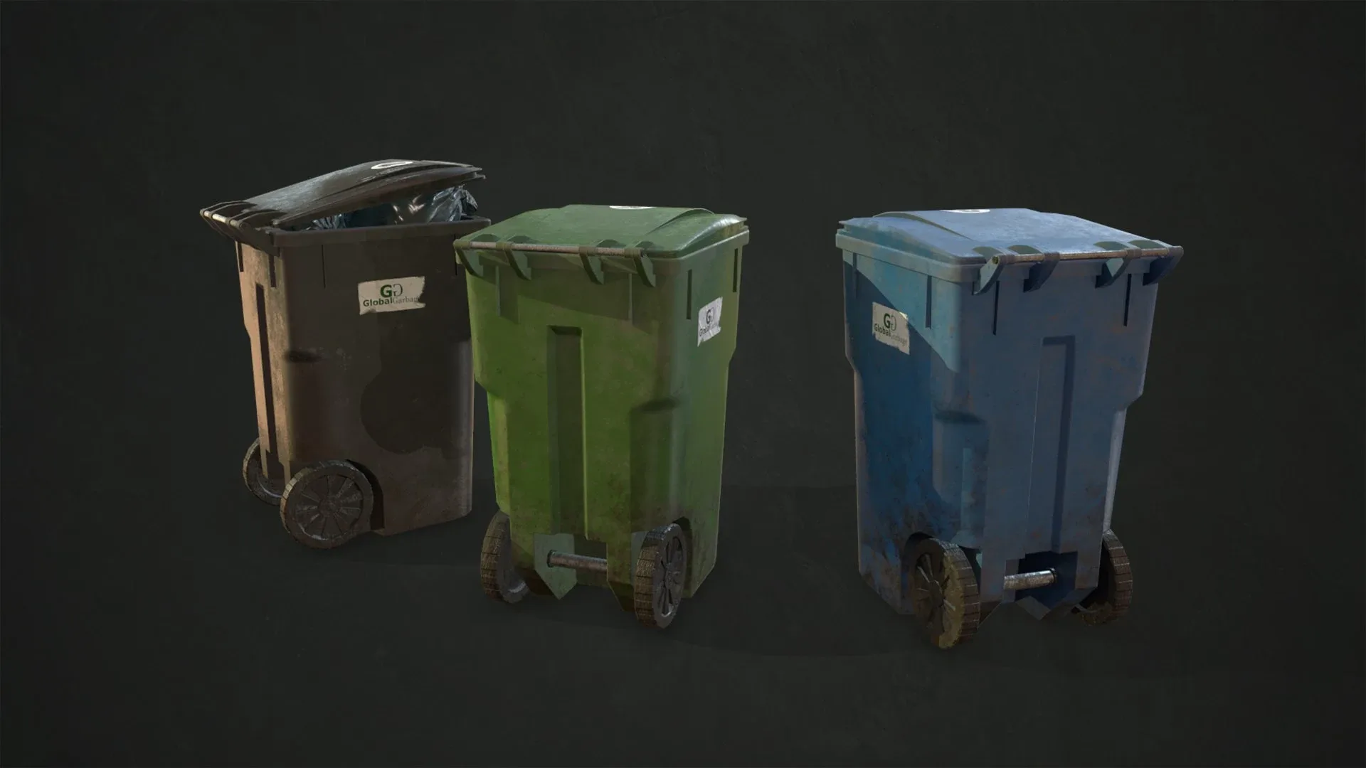 Trash Bin with Garbage Gabs - Low Poly