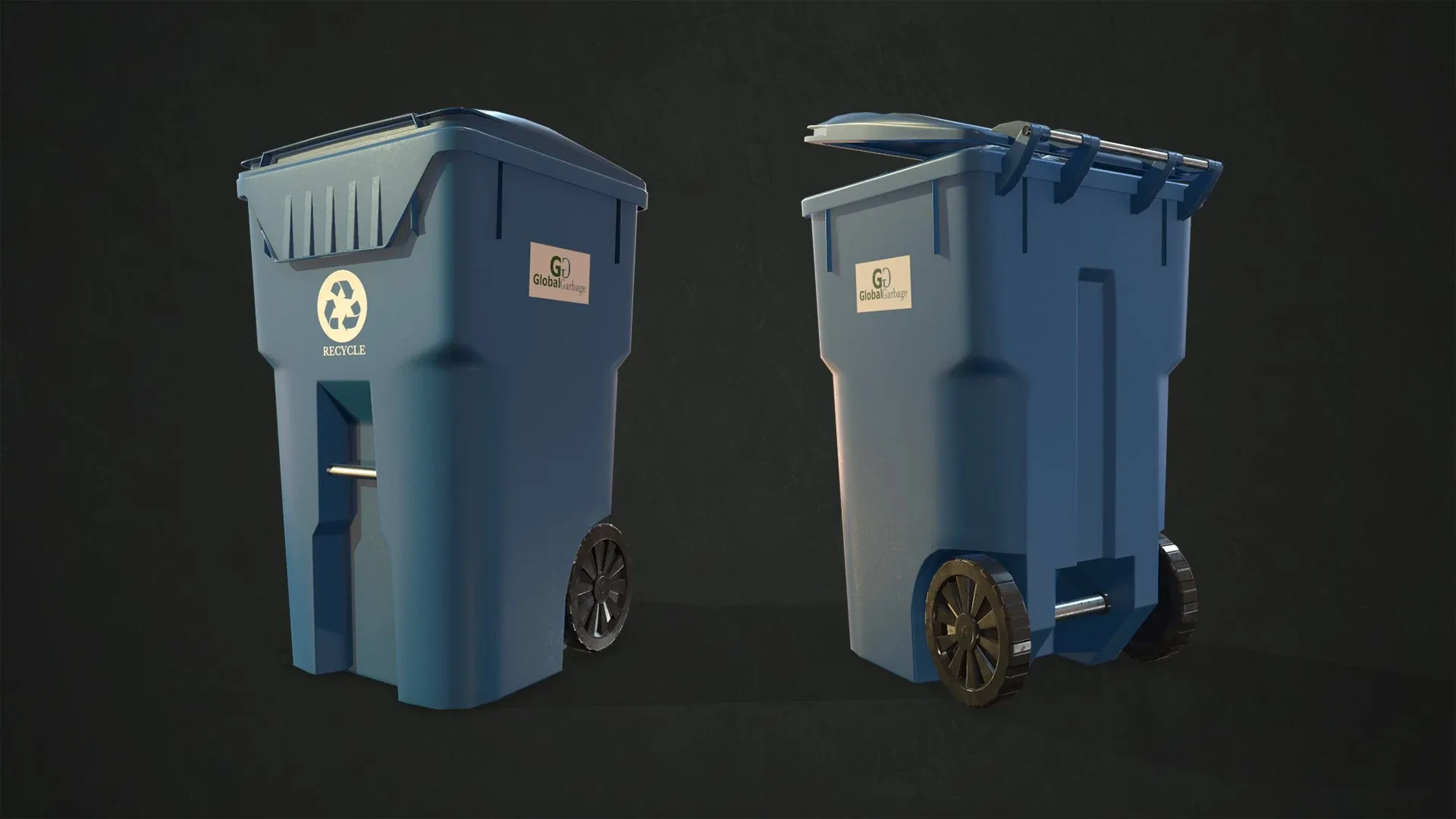 Trash Bin with Garbage Gabs - Low Poly