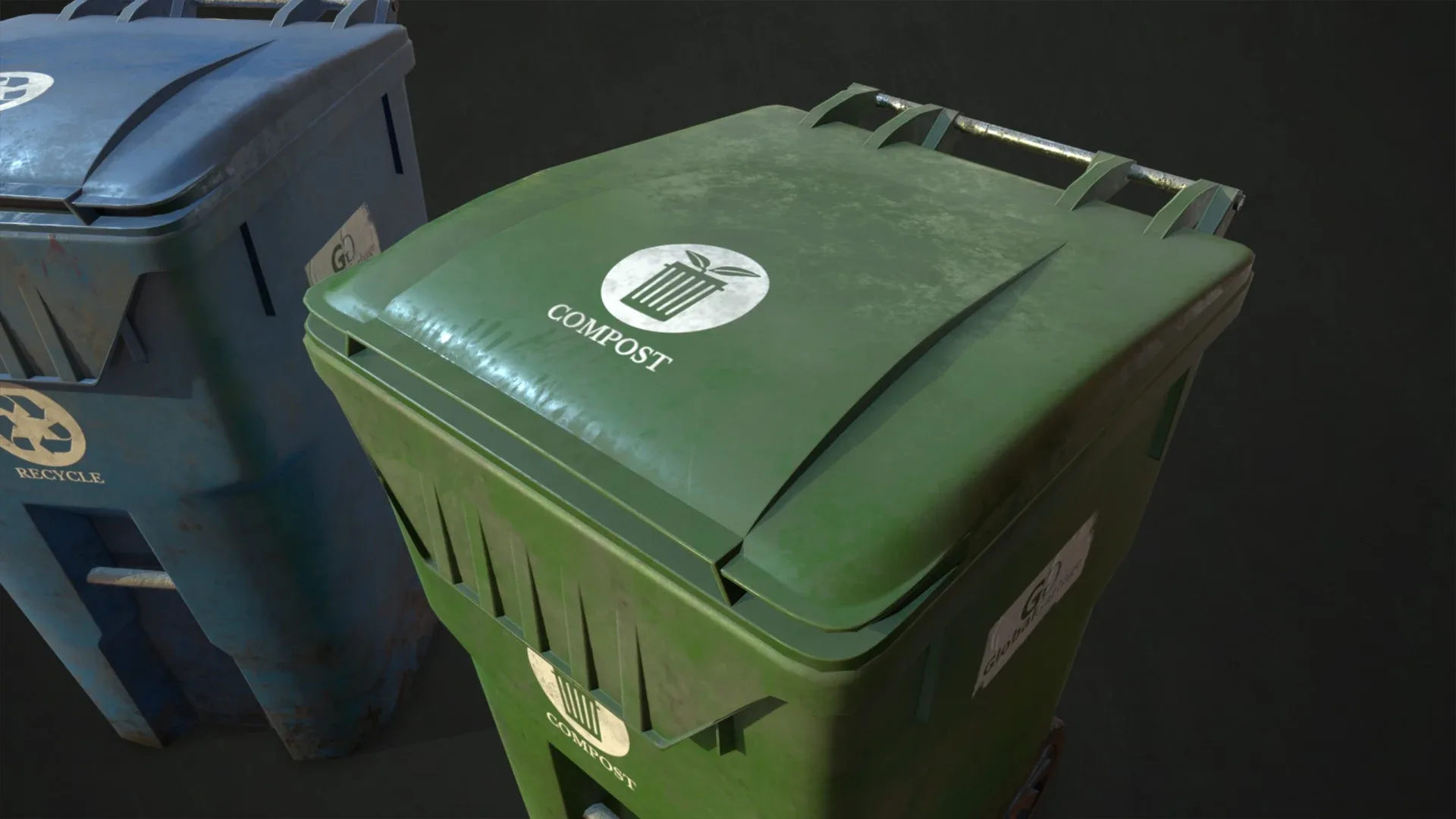 Trash Bin with Garbage Gabs - Low Poly