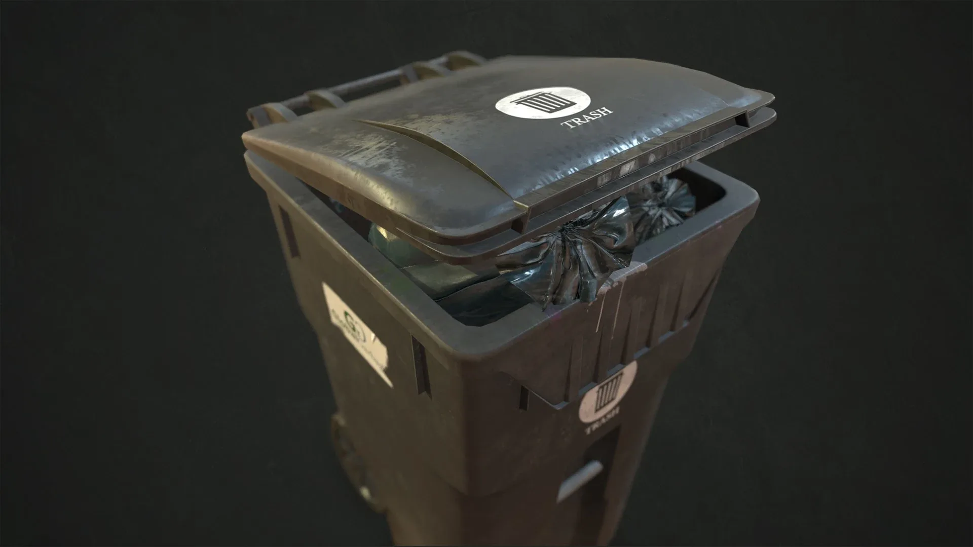 Trash Bin with Garbage Gabs - Low Poly