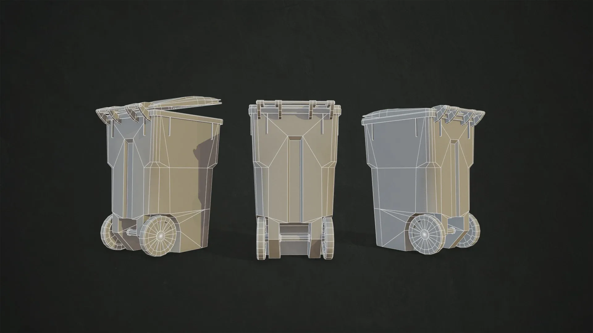 Trash Bin with Garbage Gabs - Low Poly