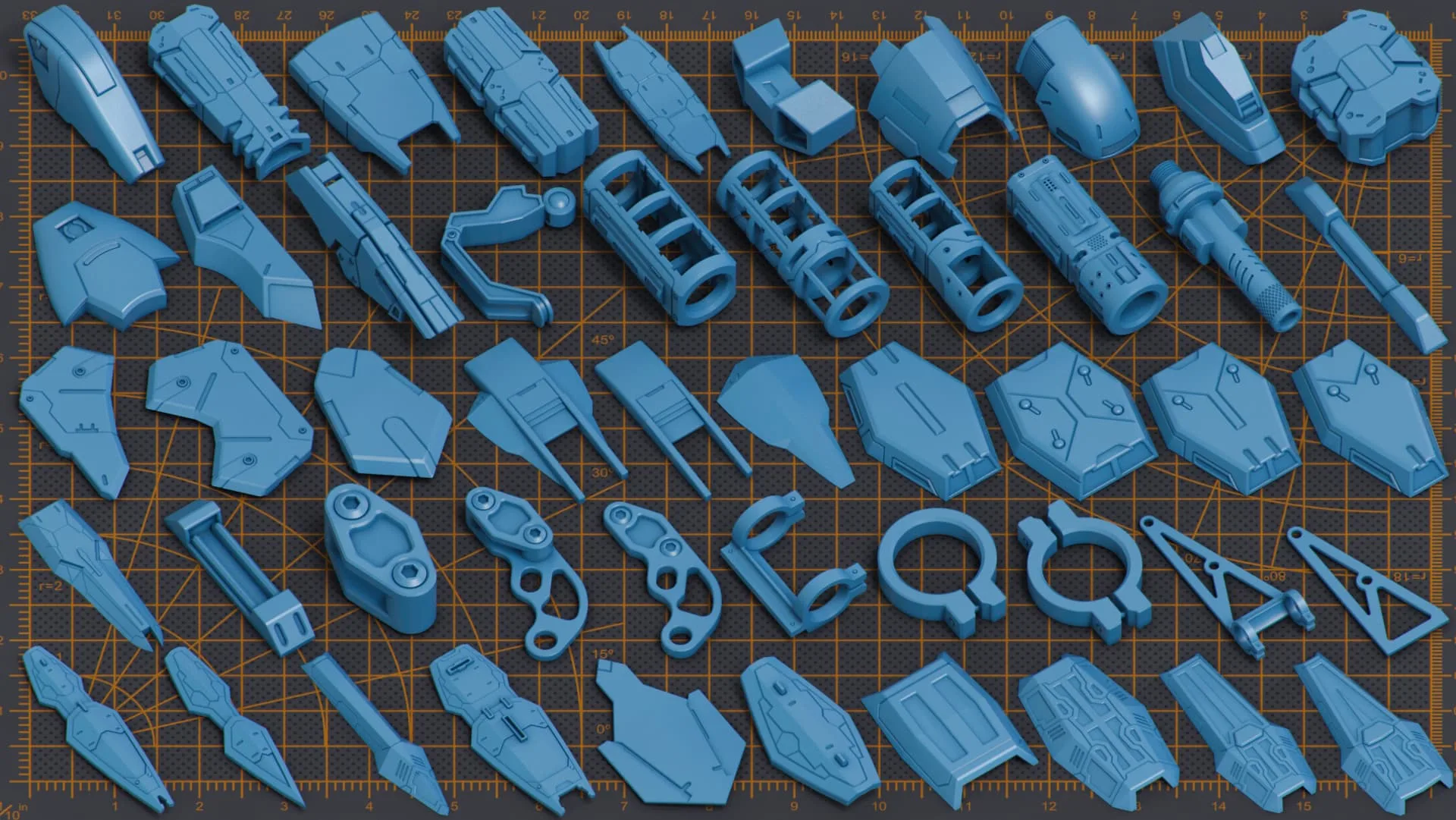 500 Pieces Mega Pack - Hard Surface Kitbash